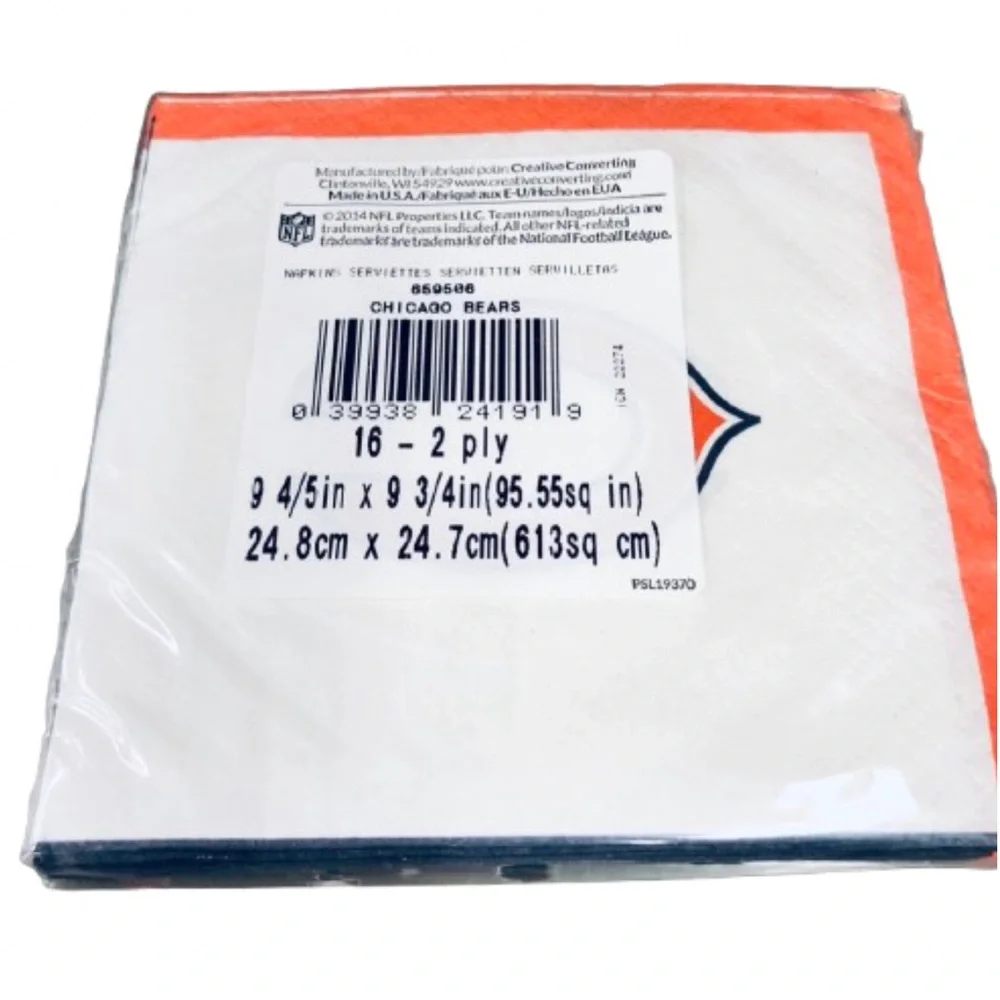 🏈$5🏈 NEW NFL Chicago Bears Paper Napkins Football 16ct Blue